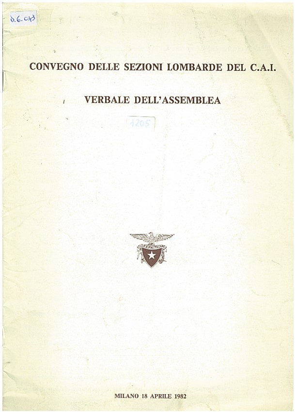 Copertina di Convegno delle sezioni lombarde del CAI 1982