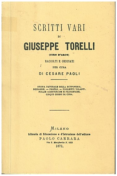 Copertina di Scritti vari di Giuseppe Torelli