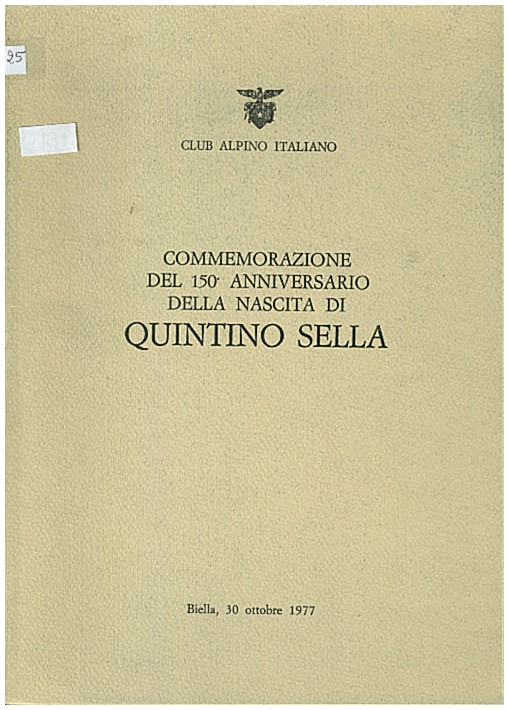 Copertina di Commemorazione del 50° anniversario della nascita di Quintino Sella