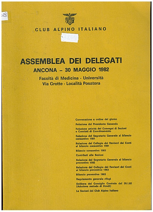 Copertina di Assemblea dei delegati Ancona 30 maggio 1982