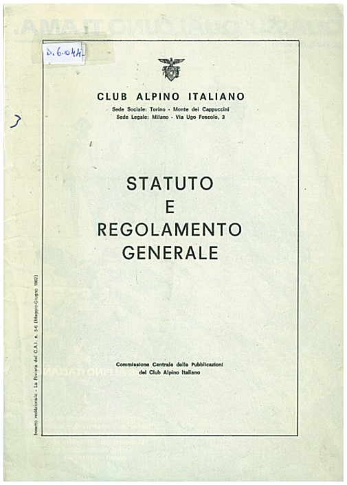 Copertina di Statuto e regolamento generale 1982