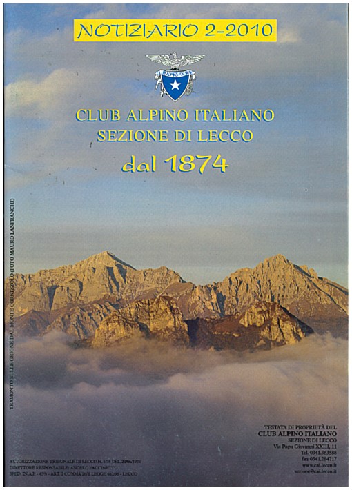 Copertina di  Club Alpino Italiano - Sezione di Lecco - dal 1874 - Notiziario 2-2010