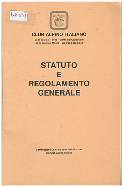 Copertina di Statuto e regolamento generale 1989