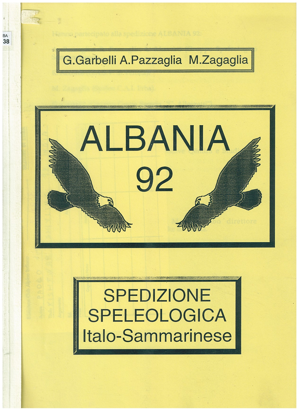 Copertina di Albania '92 Spedizione Speleologica