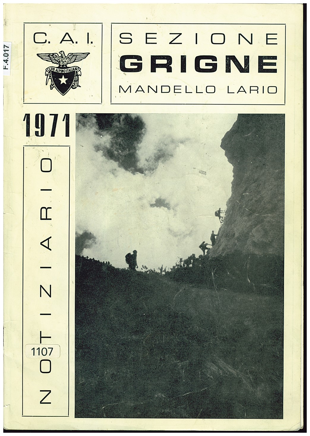 Copertina di Notiziario 1971 Sezione Grigne Mandello Lario