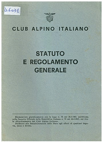 Copertina di Statuto e Regolamento Generale