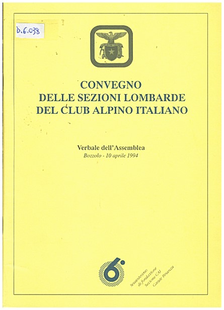 Copertina di Verbale dell'assemblea Bozzolo 10/04/1994