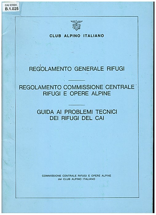 Copertina di Regolamento generale rifugi