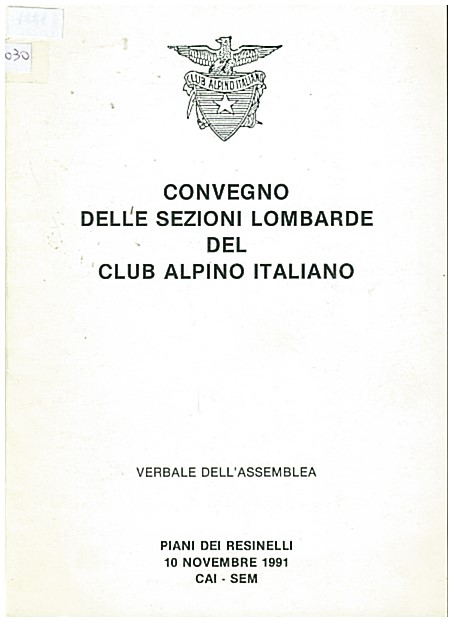 Copertina di Convegno delle sezioni lombarde del CAI